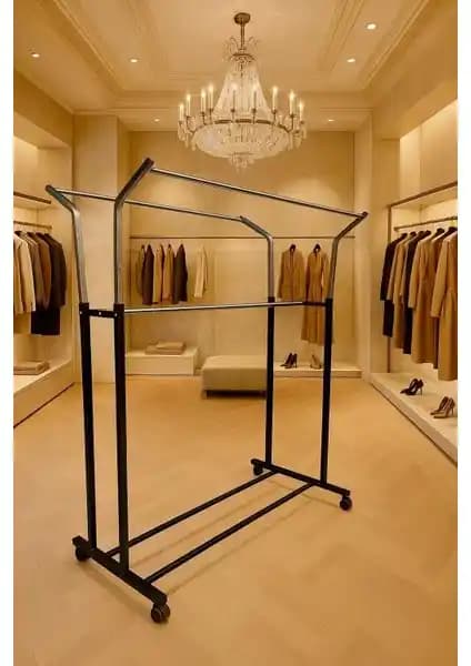 Homebella paslanmaz metal konfeksiyon elbise askılığı dayanıklı ve ayarlanabilir özellikleriyle