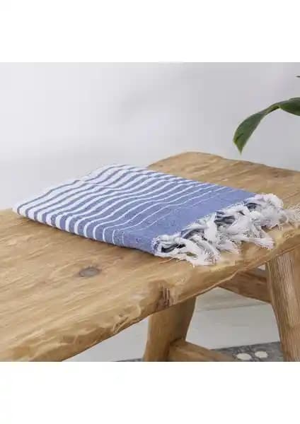 Homedius Alagra Mavi Pamuk Peştemal 100x170 cm Pratik ve Şık Plaj Havuz Aksesuarı