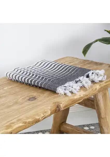 Homedius Alagra Siyah Pamuk Peştamal 100x170 cm Yüksek Kalite ve Çok Yönlü Kullanım