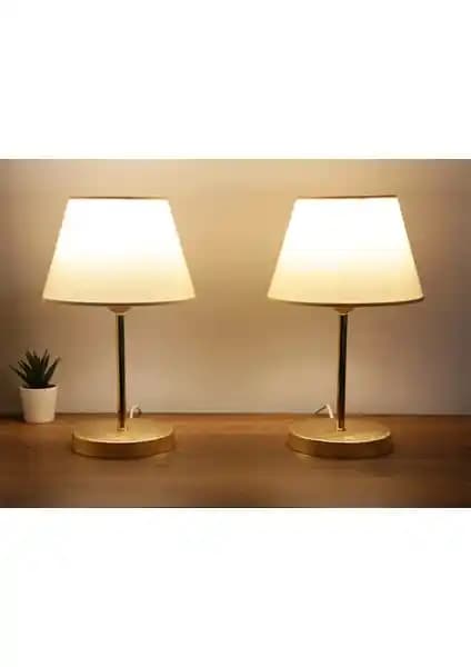 Homing Lara Gold Gövdeli 2'li Abajur Seti Modern ve Şık İç Mekan Aydınlatma Çözümü