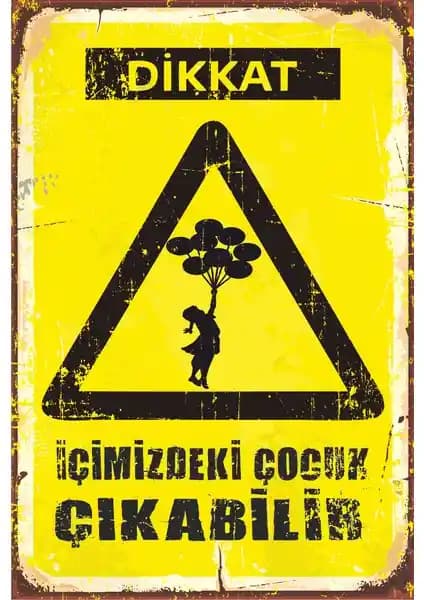 İçsel Çocuk Temalı Retro Ahşap Poster ile Ev ve Ofis Dekorasyonunuza Sıcaklık Katın