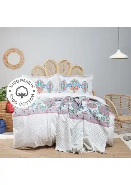 Karaca Home Morela Mavi %100 Pamuk Çift Kişilik Nevresim Takımı Detayları ve Özellikleri