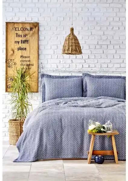 Karaca Home Stella Indigo Çift Kişilik Yatak Örtüsü Seti Modern ve Şık Tasarım