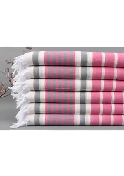 Kayra Export Pembe-Koyu Gri Toptan Havlu: Şık ve Çok Yönlü Organik Pamuk Plaj ve Spa Havlusu