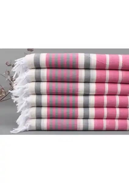 Kayra Export Pembe-Koyu Gri Toptan Havlu: Şık ve Çok Yönlü Organik Pamuk Plaj ve Spa Havlusu