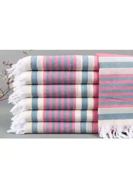 Kayra Export Pembe-Lacivert Peştemal: Geleneksel ve Modern Tasarımın Şıklıkla Buluşması