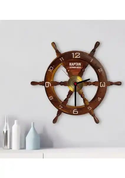 Kişiye Özel Ahşap Duvar Saati Tekne Dümensiz Tasarımıyla Estetik Dekorasyon