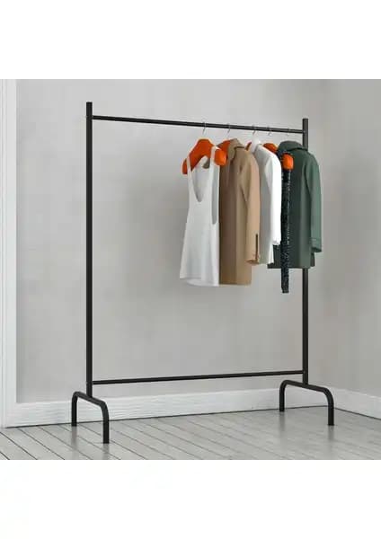 Kom Dizayn Metal Ayaklı Konfeksiyon Askısı Siyah Modern Kıyafet Sergileme Çözümü