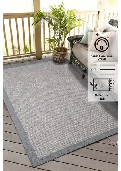 Konfor Halı Sisalux 3092 Gri Jüt Tabanlı Modern Dokuma Kilim Halı 100x200 cm