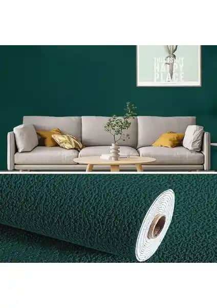 Koyu Yeşil Kendinden Yapışkanlı Duvar Sticker Kağıdı 50x280 cm Modern Dekorasyon