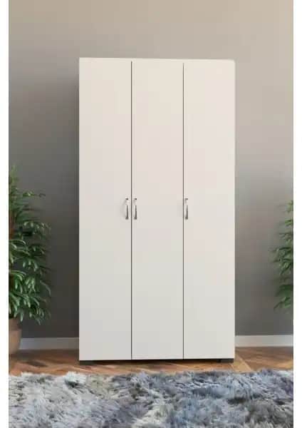 KZY Beyaz Suntalam 3 Kapaklı Aynasız Gardırop Modern Tasarım ve Fonksiyonellik Sunar