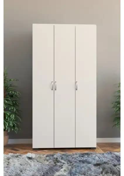 KZY Beyaz Suntalam 3 Kapaklı Aynasız Gardırop Modern Tasarım ve Fonksiyonellik Sunar