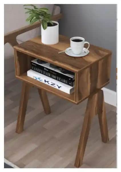 Kzy Mobilya Ceviz Renkli Başucu Komidini Modern ve Dayanıklı Tasarımıyla