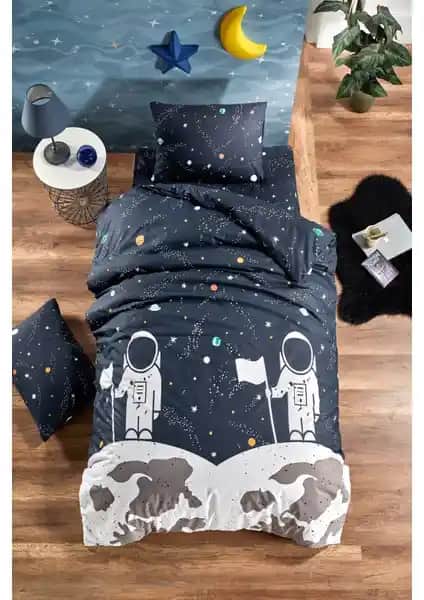 Laliva Çocuk Nevresim Takımı: Doğal Pamuklu Astronot ve Uzay Teması