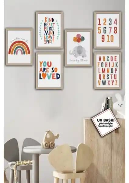 Lankas 6 Parça Çocuk Odası Tablo Seti Modern Dekorasyon ve Güvenli Tasarım