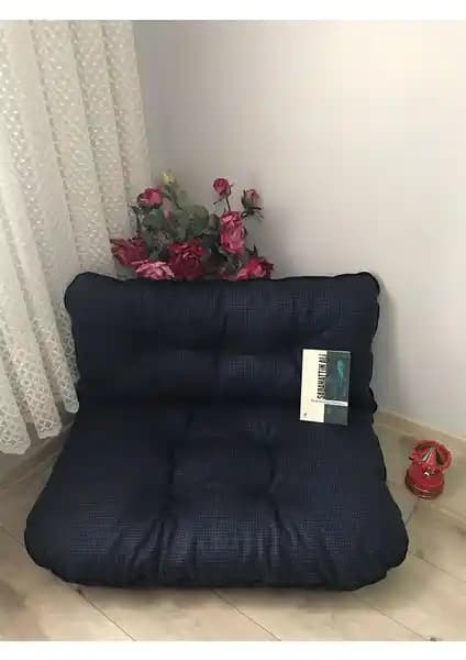 Lavinia Puf Lacivert Ekose Desen Petek Önü Yer Minderi Takımı ve Özellikleri