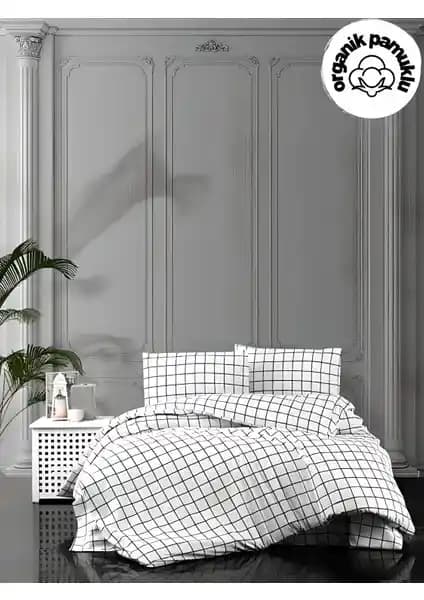 Lotusline Home Minikaro Siyah Beyaz Çift Kişilik Nevresim Seti Modern ve Şık Dekorasyon İçin Ideal Bir Seçenektir