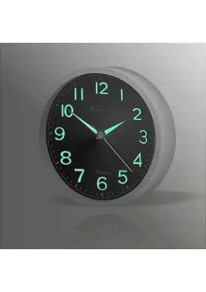 M3 Decorium Beyaz Çerçeveli Fosforlu Gece Görünen Modern Duvar Saati