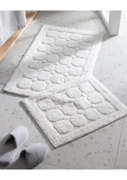 Madame Coco Annabella 2'li Pamuklu Banyo Paspası Ekru Şıklık ve Konfor Sunar