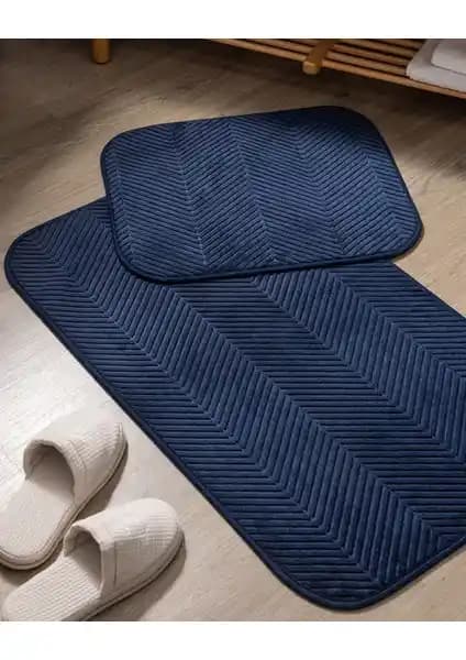 Madame Coco Emele 2'li Banyo Paspası İndigo Renkli Şık ve Dayanıklı Tasarım