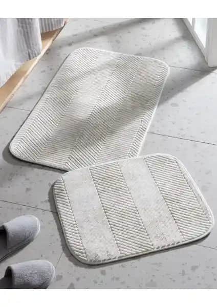 Madame Coco Eze Serisi Fildişi Renkli Kaymaz Banyo Paspası Modern Tasarım ve Konfor