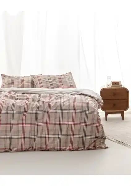 Madame Coco Garen King Size %100 Pamuk Ranforce Nevresim Takımı Bej Renkli Şık ve Konforlu