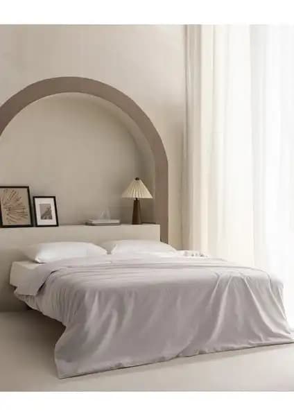Madame Coco Manon King Size Pamuk Ranforce Düz Nevresim Taş Rengi Modern Tasarım