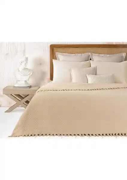 Madame Coco Stephane Çift Kişilik Bej Dokuma Yatak Örtüsü Estetik ve Dayanıklı Tasarım