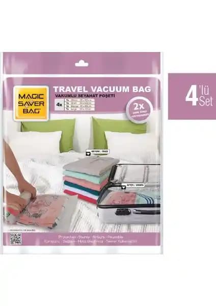 Magic Saver Bag 4'lü Seyahat Poşetleriyle Hacim Tasarrufu ve Pratik Saklama Çözümü