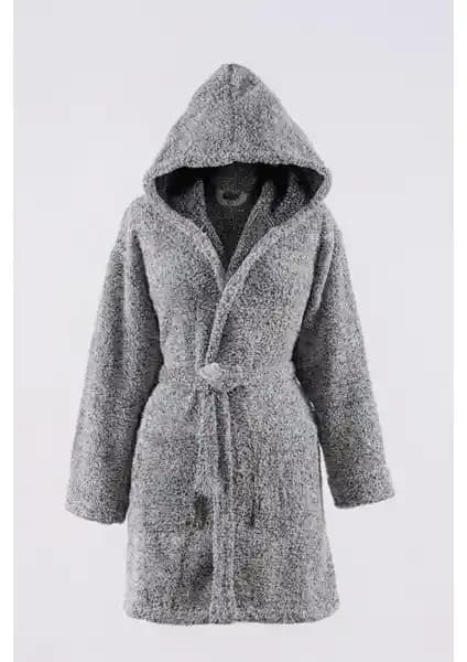 MaisonArt Plain Kapşonlu Wellsoft Peluş Sabahlık: Rahat ve Şık Kışlık Unisex Bornoz