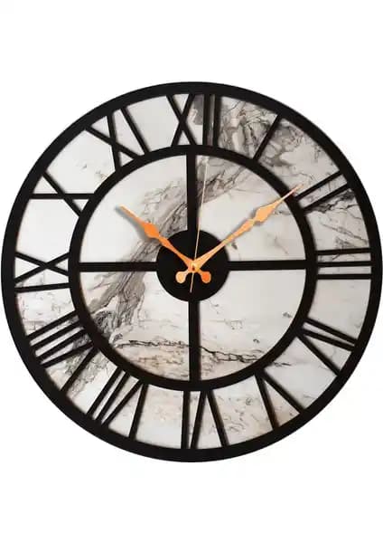 Markakanvas Mermer Desenli Duvar Saati Modern İç Mekanlar İçin Şık Tasarım