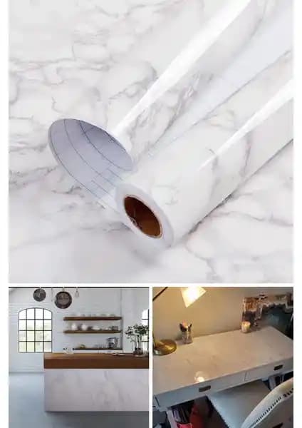 Mermer Desenli Kendinden Yapışkanlı Kaplama ile Modern ve Ekonomik Yüzey Yenileme Çözümü