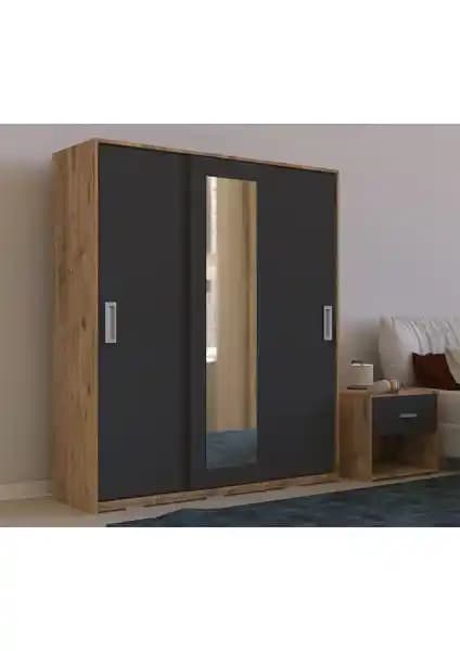 Metalia Gm 644 Sline 3 Kapılı Sürgülü Askılıklı Gardırop Atlantik Çam Renkli