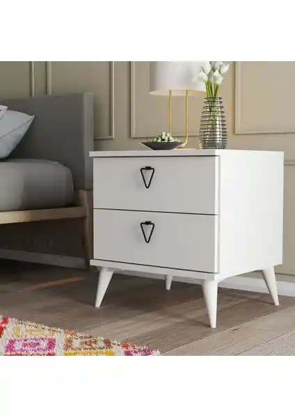 Mezza Versace 2 Çekmeceli Beyaz Komodin Modern ve Dayanıklı Yatak Odası Çözümü