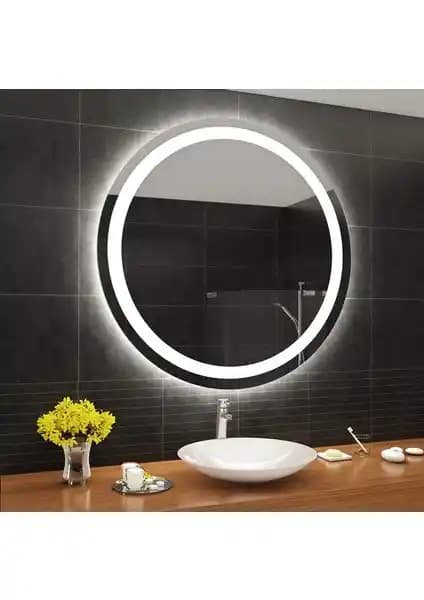 Mirrorland 80 cm Çapında LED Işıklı Yuvarlak Ayna Modern Dekorasyon İçin Uygun