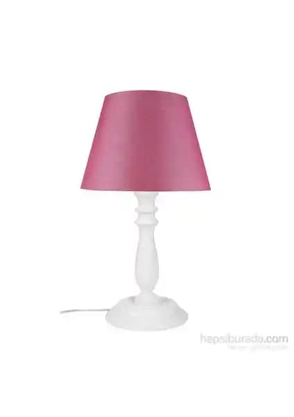 Modelight Piyon Abajur Beyaz Ayak ve Pembe Şapka Modern Dekoratif Aydınlatma