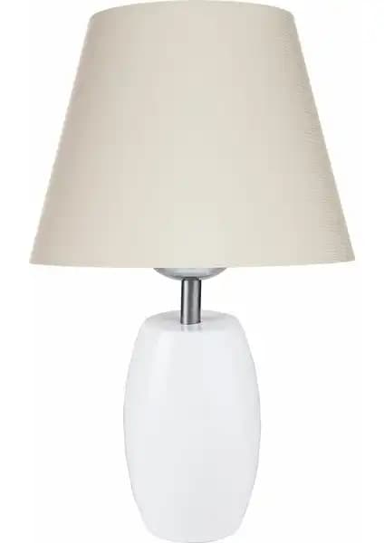 Modelight Top Abajur Beyaz Ayak ve Krem Şapka Modern Dekoratif Aydınlatma Ürünü