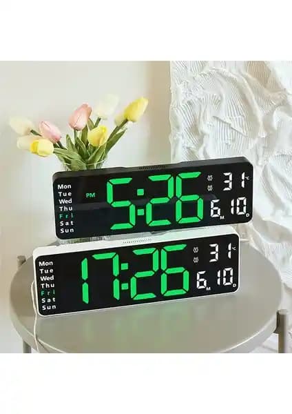 Modern Çok Fonksiyonlu Dijital Duvar Saati Geniş Ekran ve Uzaktan Kumanda Özellikleriyle