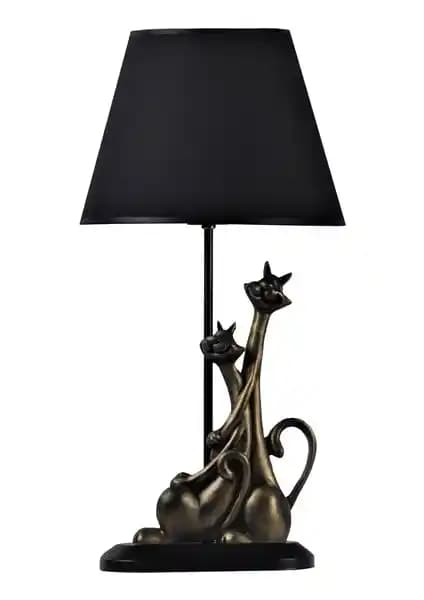 Modern Kedi Abajur Gold Siyah – Şık ve Fonksiyonel İç Mekan Dekorasyonu