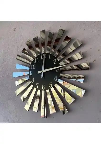 Modern Siyah Gümüş Pleksi Piyano Model Duvar Saati Ev Dekorasyonuna Uygun