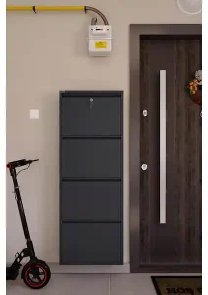 Modern ve Dayanıklı Metal Ayakkabılık Ceha Kilitli 4'lü Model İç Mekanlar için Uygun