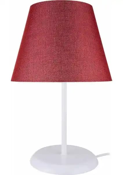 Modern ve Estetik Modelight Sarah Abajur Beyaz Ayak Bordo Şapka Aydınlatma Çözümü