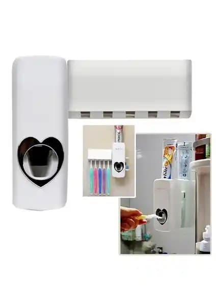 Modern ve hijyenik diş bakım seti: otomatik diş macunu sıktığı ve beş fırça tutucu