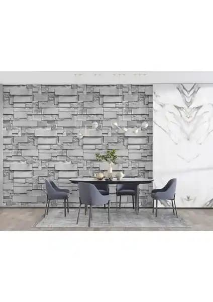 Modern ve Şık İç Mekan Dekorasyonu İçin Golden Golden 3 Boyutlu Taş Desen Duvar Kağıdı 13251