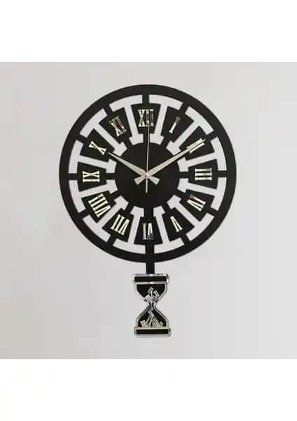 Modern Zaman Gü<müş> Premium Sallanır Sarkaçlı Duvar Saatiyle Evinize Şıklık Katın