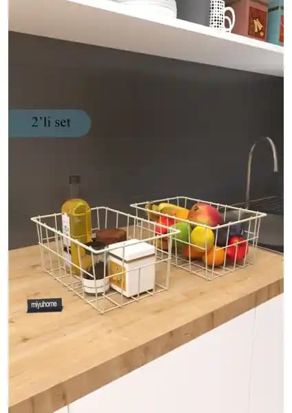 Moniev 2'li Büyük Boy Düzenleyici Metal Organizer Mutfak ve Banyo İçin Fonksiyonel Çözüm