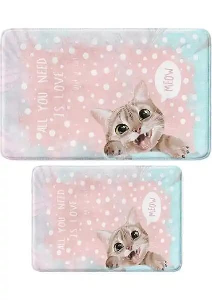 Monnhein Sevimli Tasarımlı Mikrofiber 2'li Banyo Paspası Güvenli ve Şık Kullanım İçin