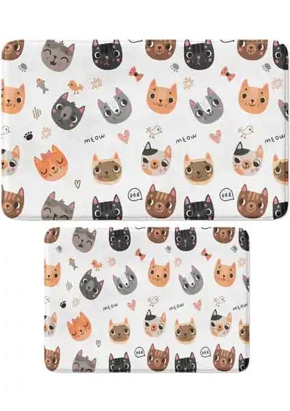 Monnhein Sevimli Tasarımlı Mikrofiber 2'li Banyo Paspası Güvenlik ve Estetik Sağlar