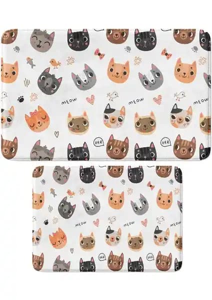 Monnhein Sevimli Tasarımlı Mikrofiber 2'li Banyo Paspası Güvenlik ve Estetik Sağlar