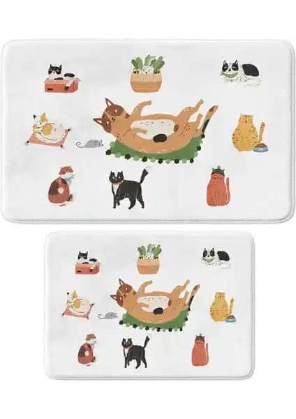 Monnhein Sevimli Tasarımlı Mikrofiber Çiftli Banyo Paspası Seti Güvenli ve Estetik Kullanım